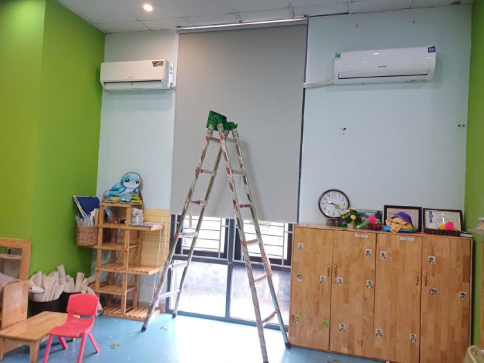 Rèm cửa lớp học tại Dương Nội – Hà Đông | Rèm cuốn nhựa kéo dây